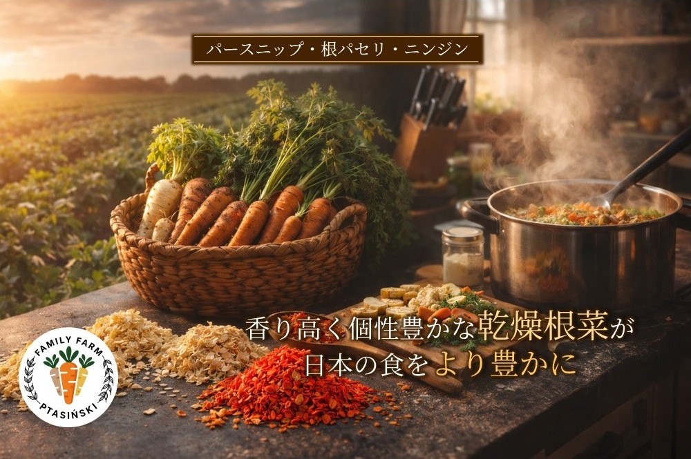 ポーランド産乾燥パースニップ・根パセリ・ニンジン（EU基準・自家栽培・温風乾燥）
